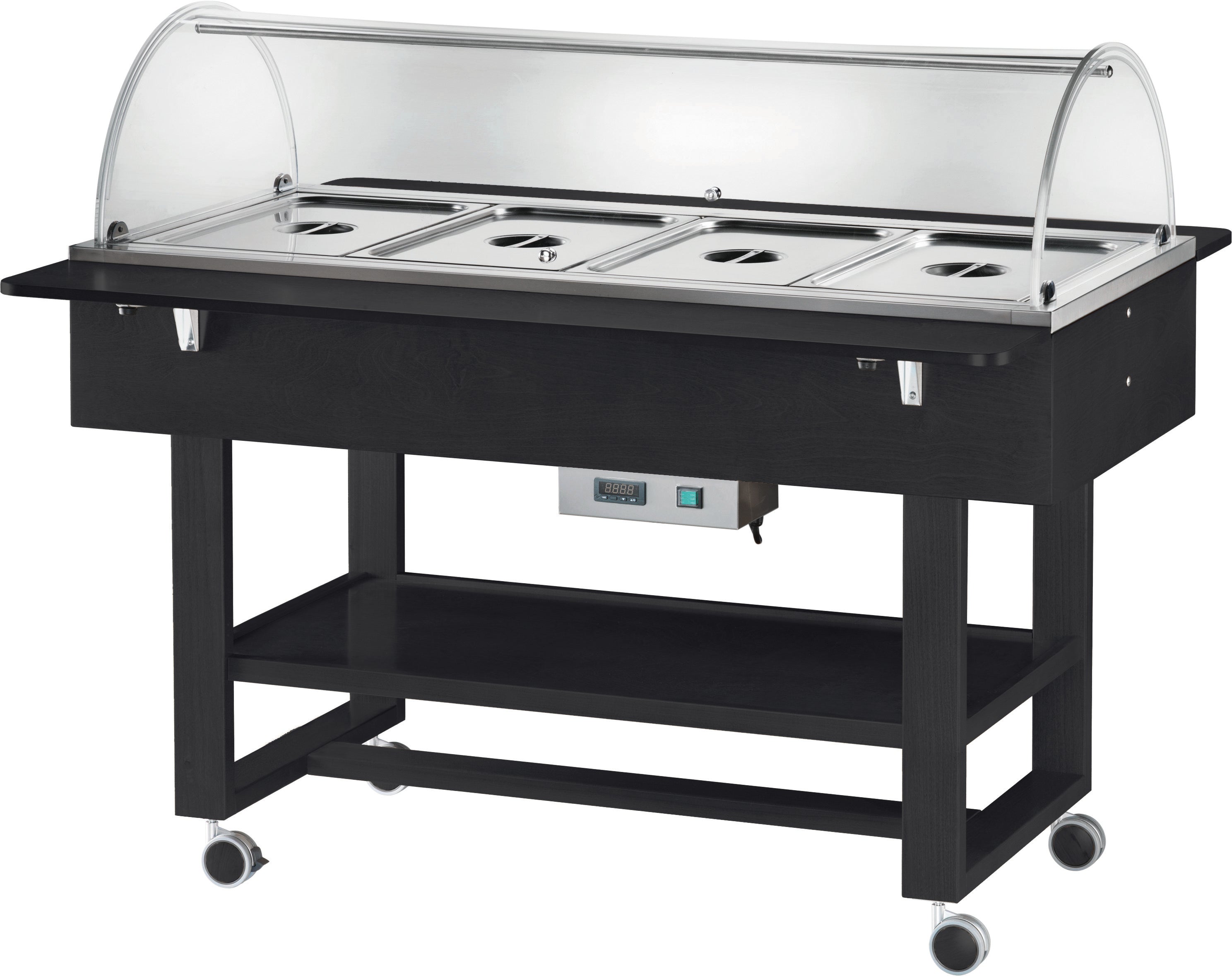 ESPOSITORE LEGNO BAGNOMARIA 4xGN1/1 CUPOLA SEMICIRCOLARE - CARBON ELC2832CA