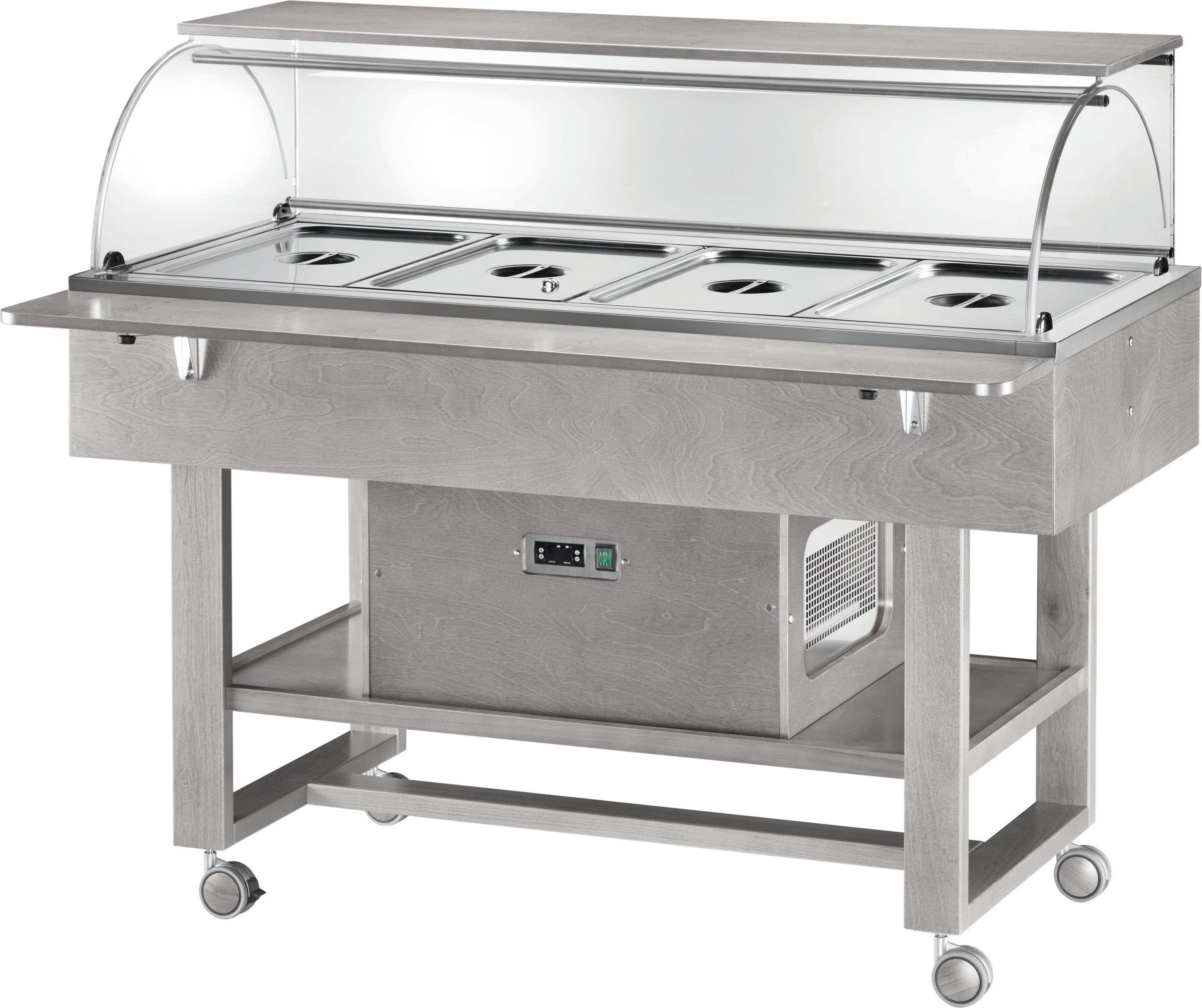 ESPOSITORE REFRIGERATO LEGNO 4xGN1/1 CUPOLA QUADRA - CENERE ELR2826CE