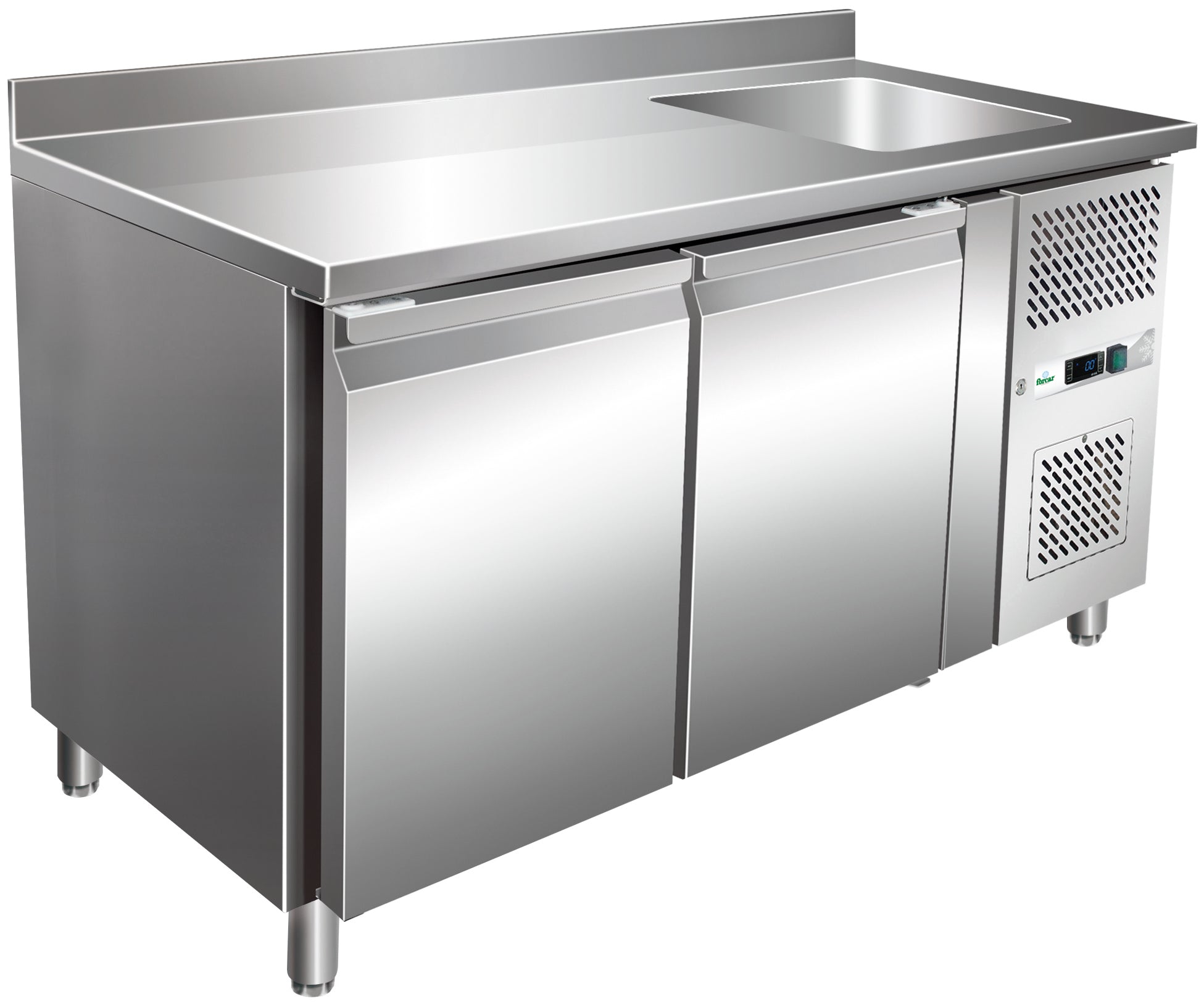 TAVOLO REFRIGERATO VENTILATO -2+8°C C/ALZATINA E LAVELLO G-GNS2200TN