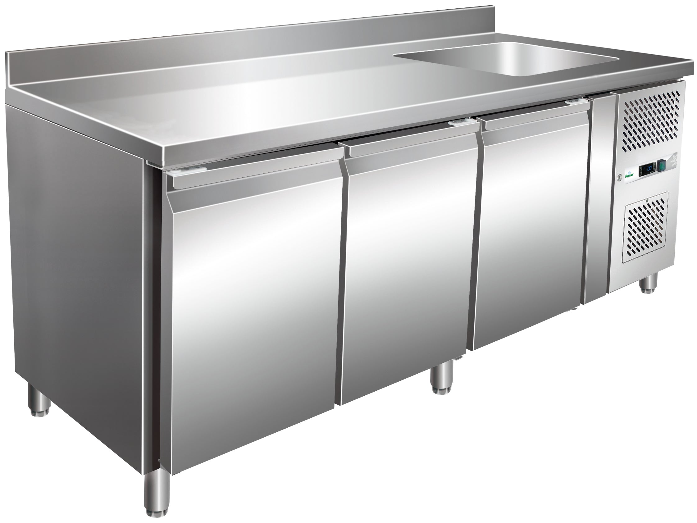 TAVOLO REFRIGERATO VENTILATO -2+8°C C/ALZATINA E LAVELLO G-GNS3200TN