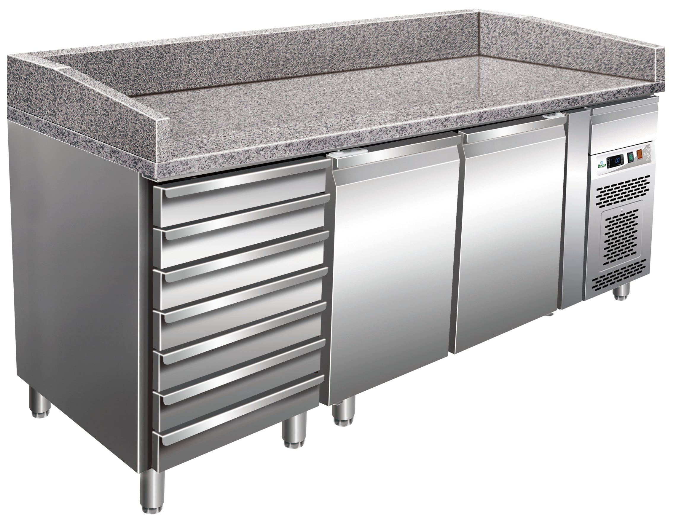 BANCO PIZZA REFRIGERATO VENTILATO +2+8°C INOX+GRANITO G-PZ2610TN