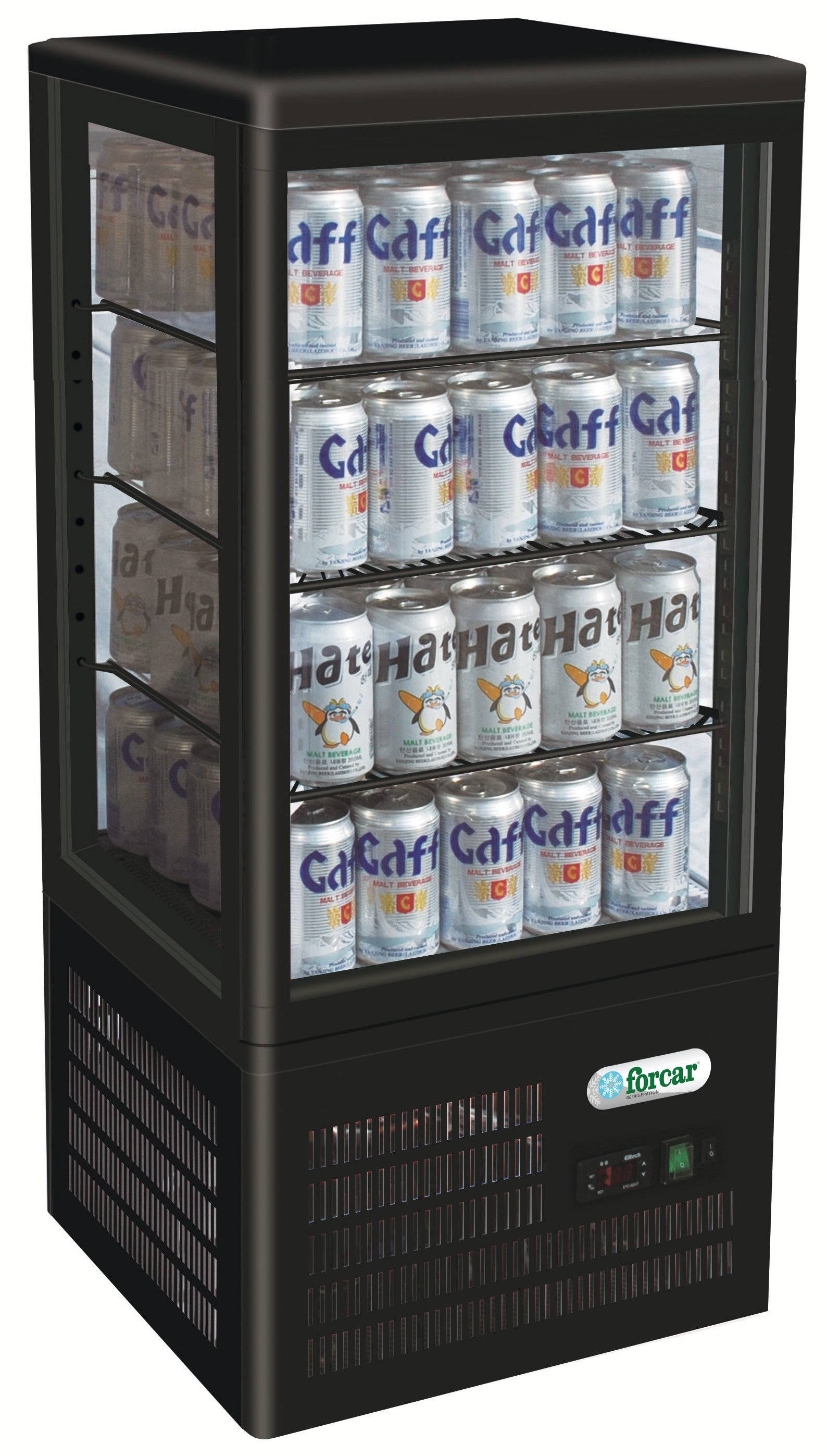 VETRINA 4 LATI REFRIGERATA VENTILATA +2+8°C NERO G-TCBD68B