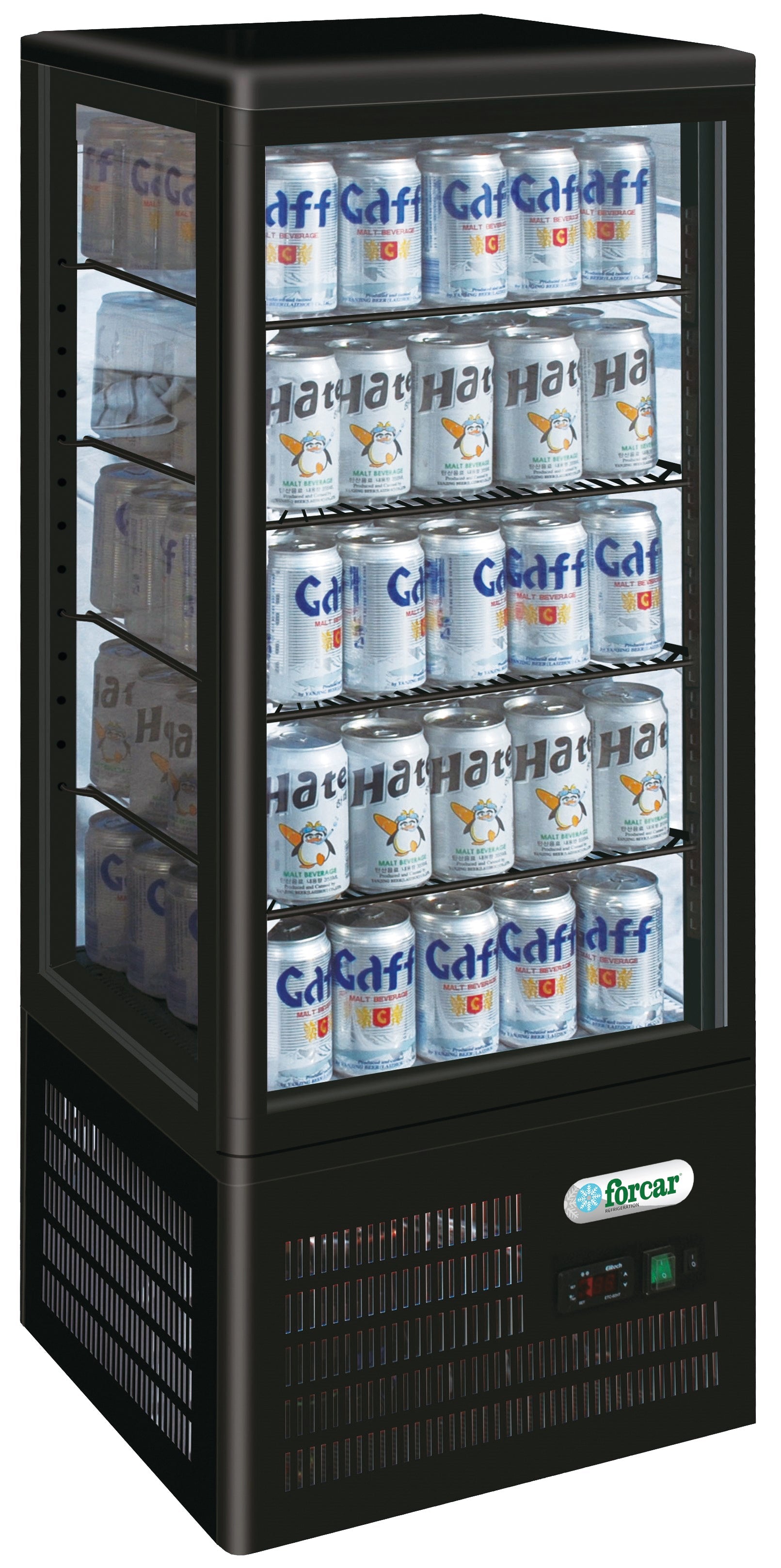 VETRINA 4 LATI REFRIGERATA VENTILATA +2+8°C NERO G-TCBD98B