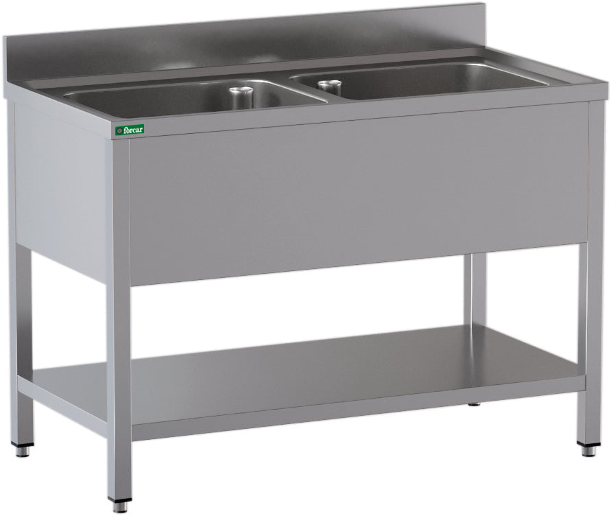 LAVELLO INOX APERTO -2 VASCHE 120x70x95cm GD127BM2A