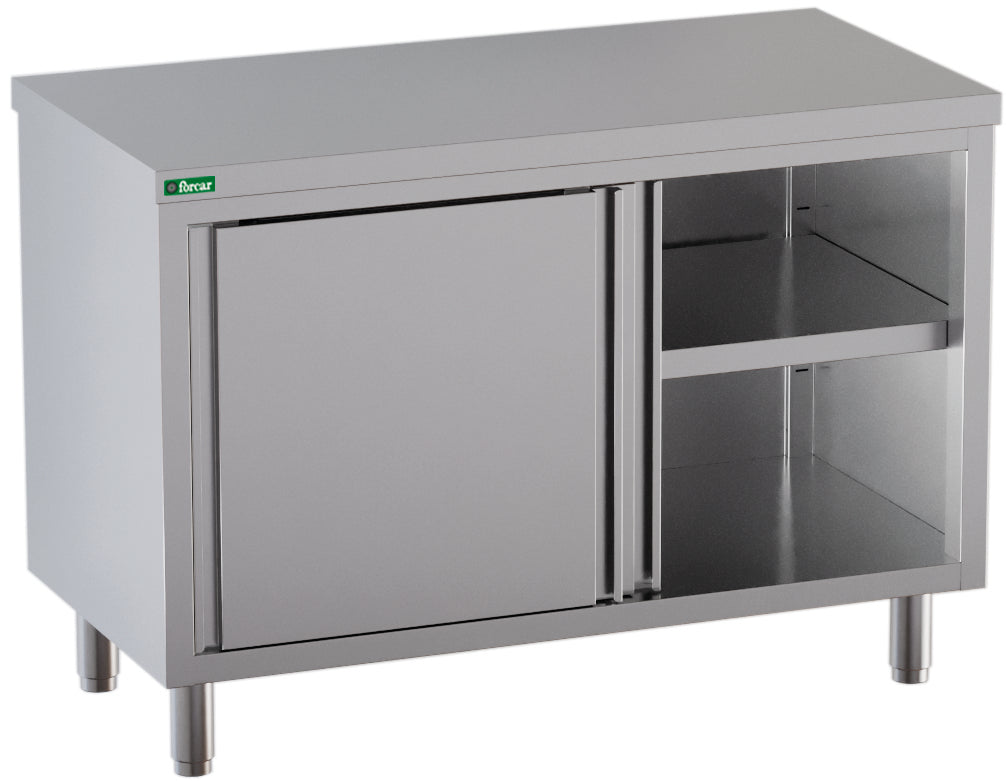 TAVOLO ARMADIATO INOX - C/SCORREVOLE 140x60x85cm GDASR146
