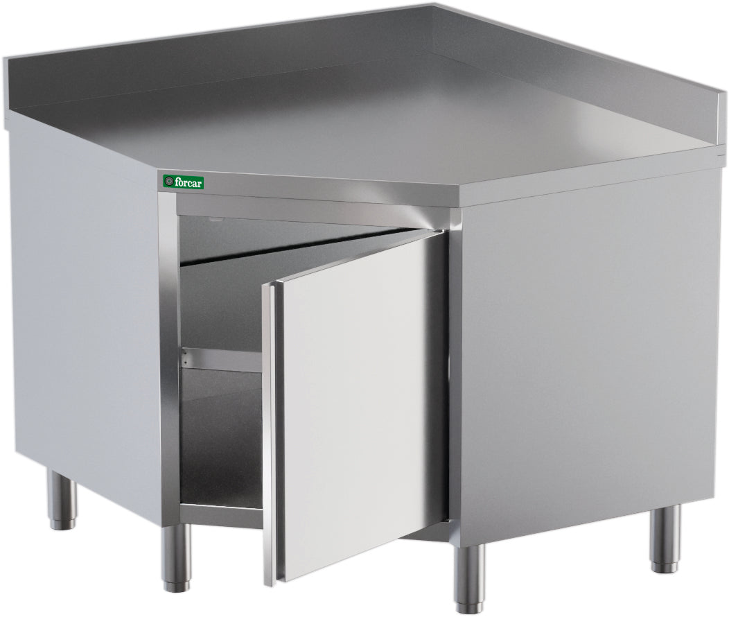 TAVOLO ARMADIATO INOX AD ANGOLO -C/ALZATINA 100x100x70x95cm GDCC10107A