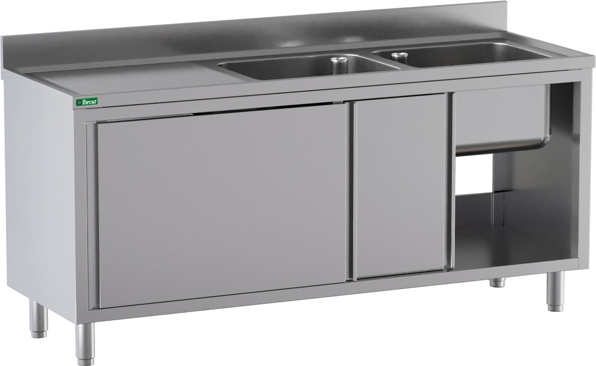 LAVELLO ARMADIATO -2 VASCHE -SGOCCIOLATOIO 180x70x95cm GDS187R2CS