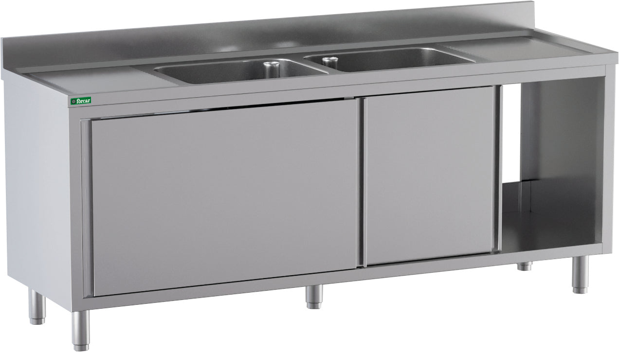 LAVELLO ARMADIATO -2 VASCHE CENTRALI -SGOCCIOLATOIO 200x70x95cm GDS207M2CS