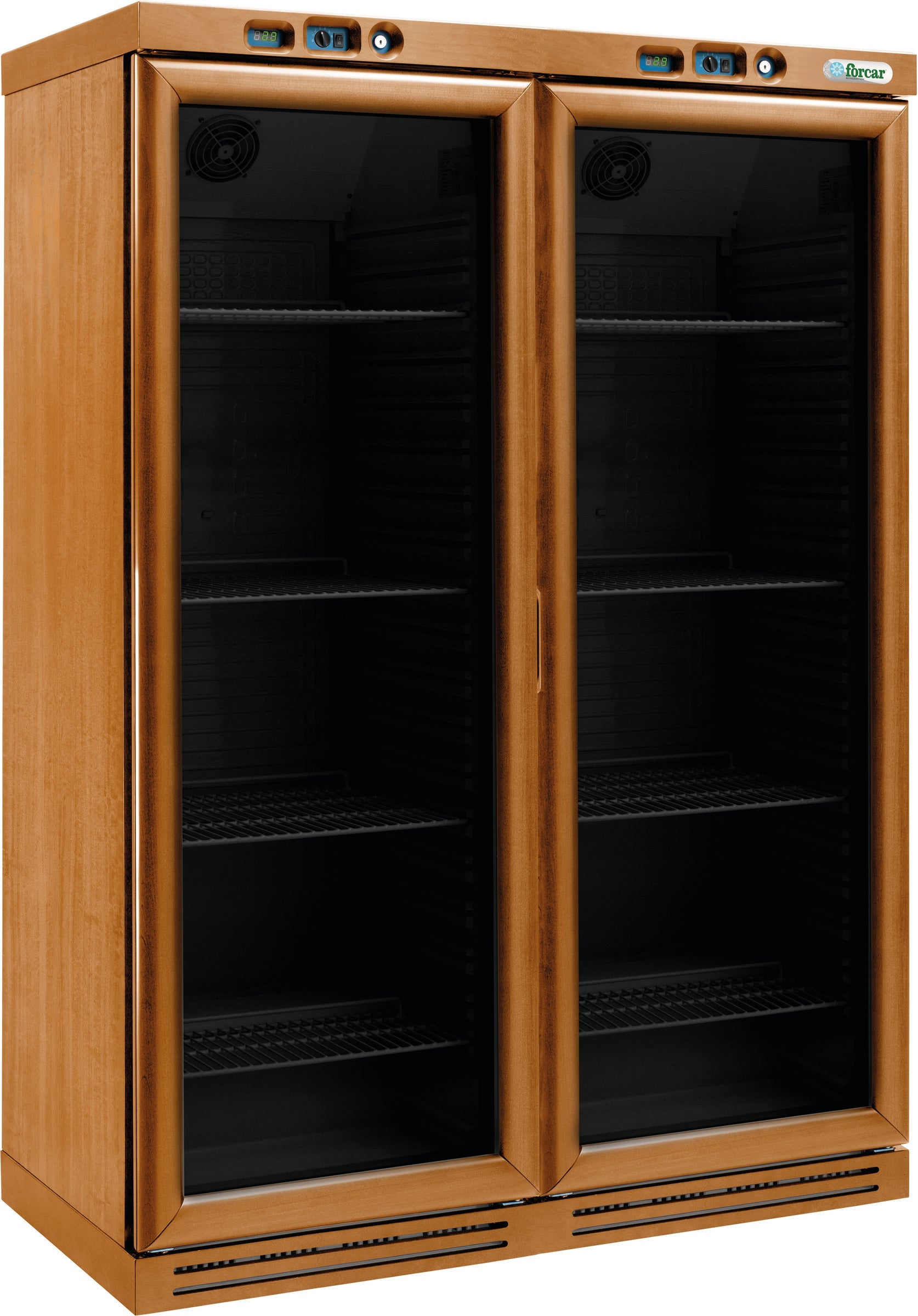 CANTINETTA VINI LEGNO REFRIGERATA STATICA +2+8°C/+2+8°C NOCE CHIARO/NERO KL2792NB