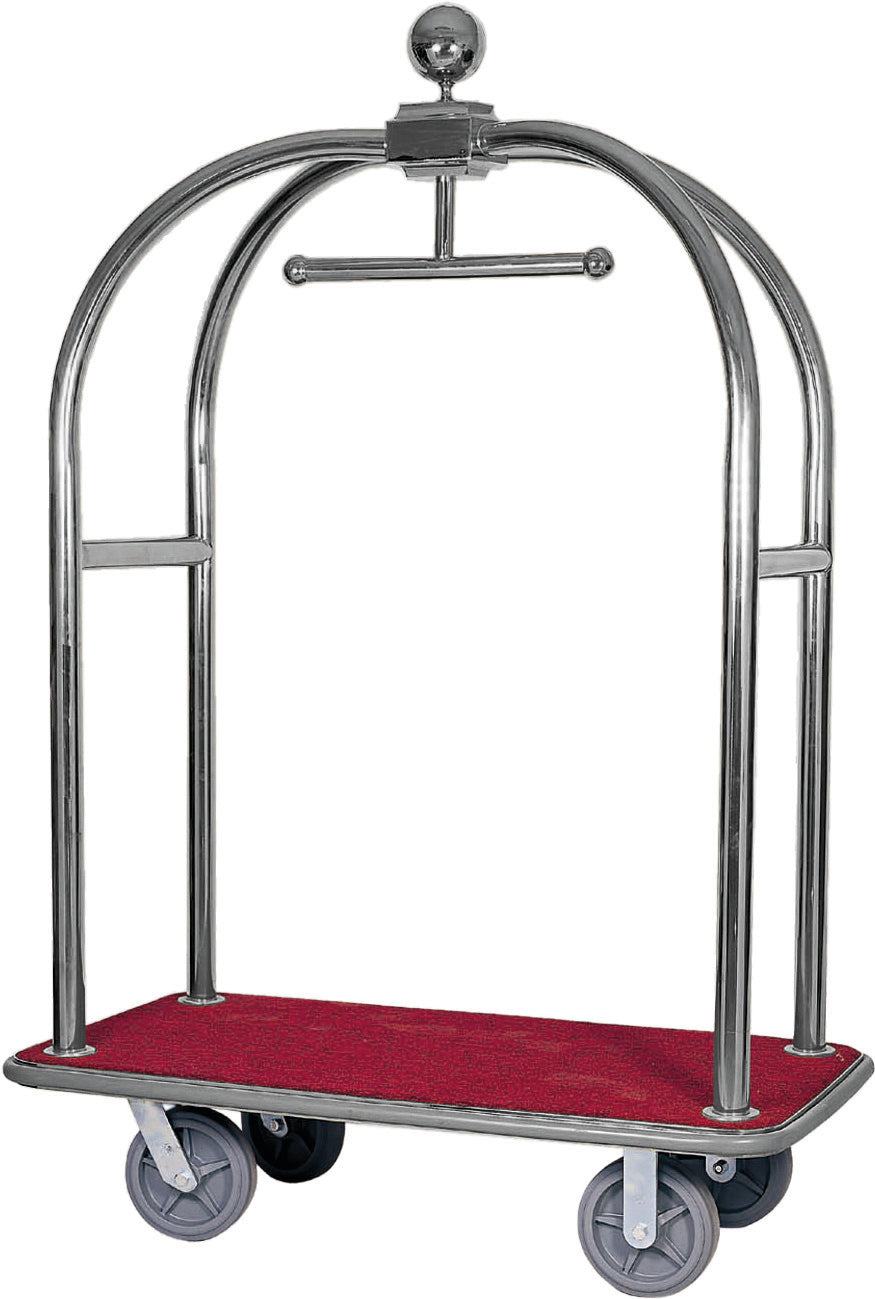 CARRELLO PORTAVALIGIE C/APPENDIABITI ROSSO + INOX PV2001I