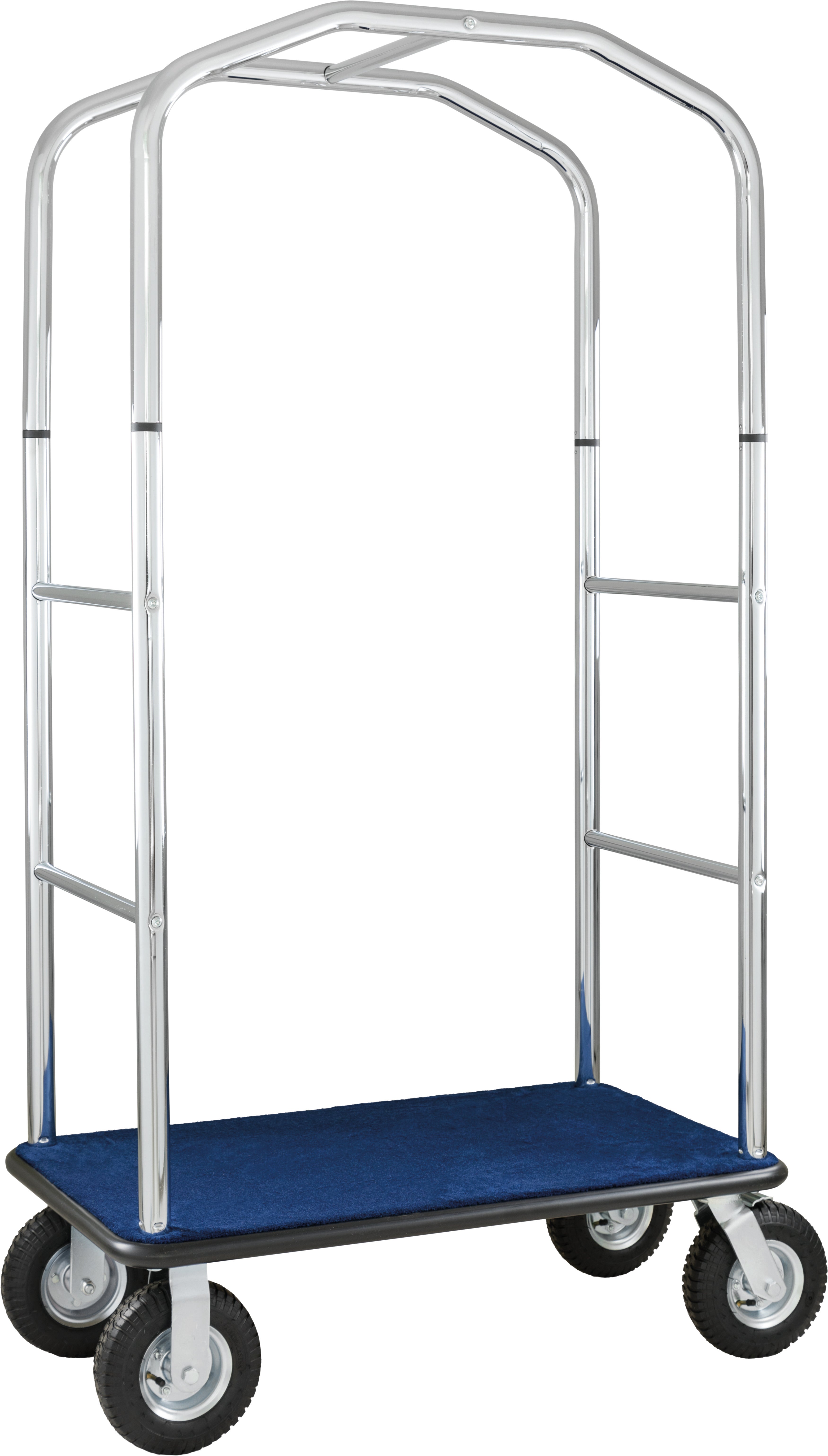CARRELLO PORTAVALIGIE C/APPENDIABITI BLU + STRUTTURA CROMATA PV4056