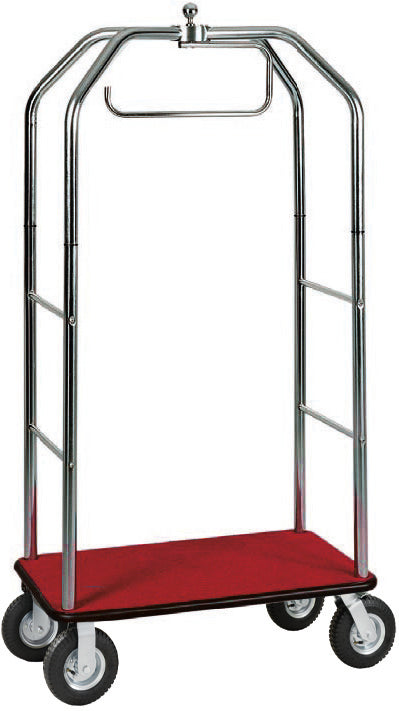 CARRELLO PORTAVALIGIE C/APPENDIABITI ROSSO + STRUTTURA CROMATA PV4064R