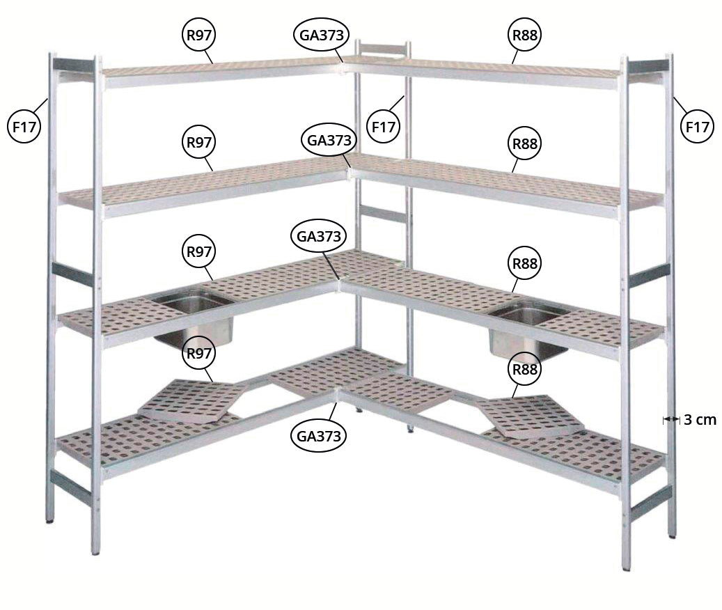 TESTATA IN ALLUMINIO PER SCAFFALATURA 37,3x200 cm F20
